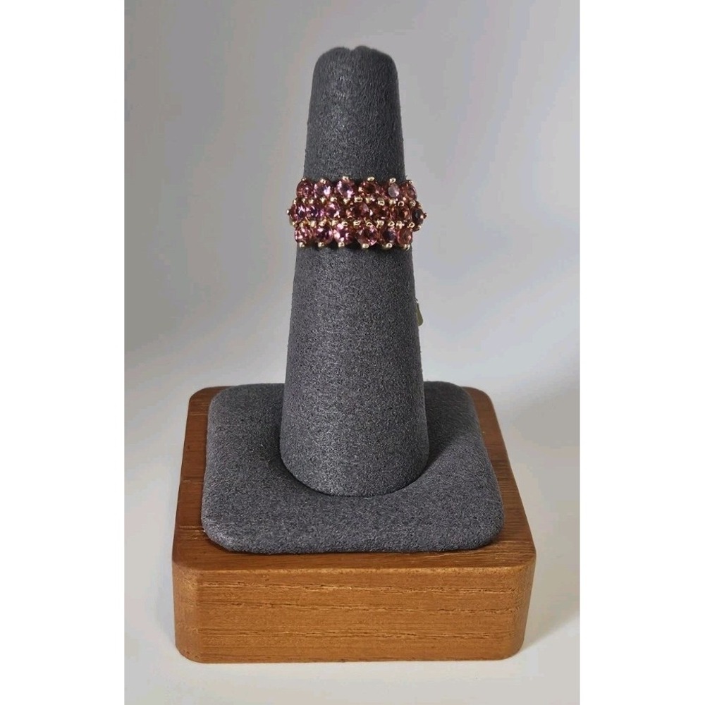 14k Yellow Gold Pink Tourmaline Clyde Duneier Cluster Ring 3 Row Vintage Size 6